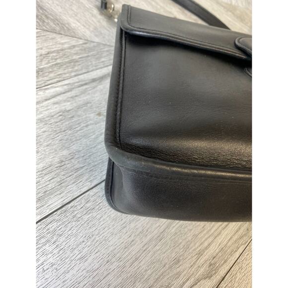VTG Coach Black Leather Silver Hardware Willis Bag Crossbody Satchel Bag Purse - Picture 10 of 16